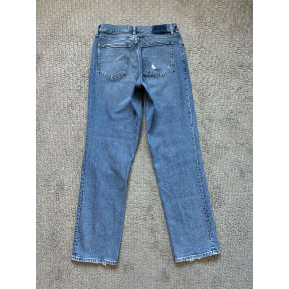Abercrombie & Fitch '90s Straight Low Rise Curve Love Jeans Sz 29/8R Distressed - Picture 2 of 8